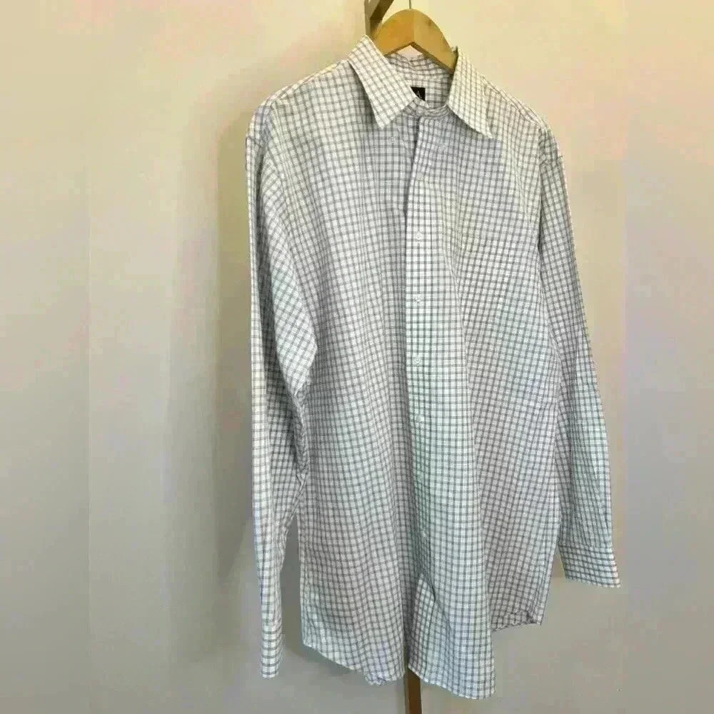 Men's Jos. A. Bank Lavender / Grey Checkered Dress Shirt 17.5 Long Sleeve - Picture 3 of 8